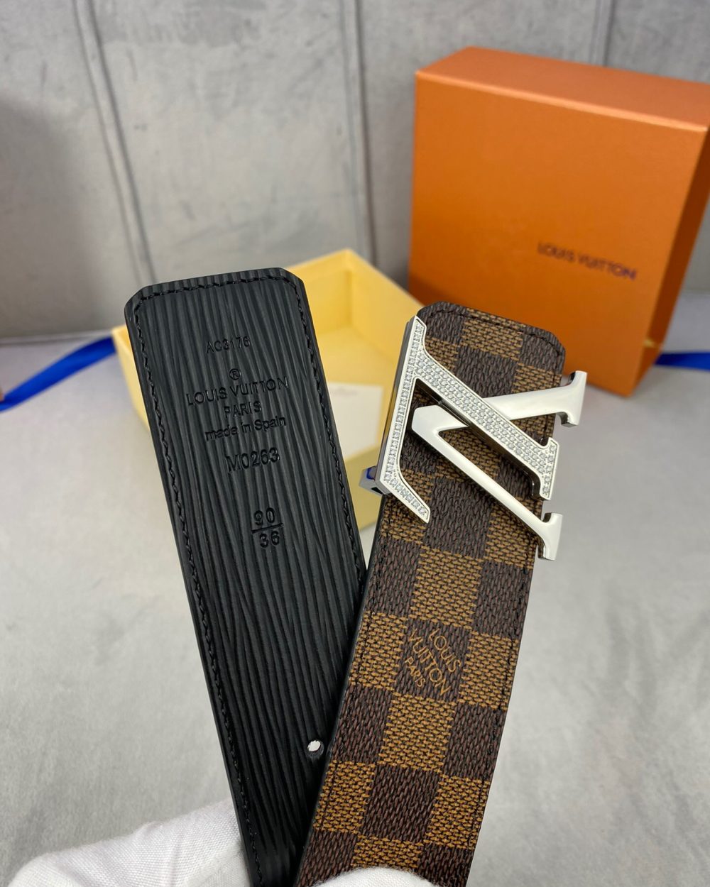 1:1 Replica Louis Vuitton LV Beaded Reversible Belt Damier Ebene, LV Women Belt