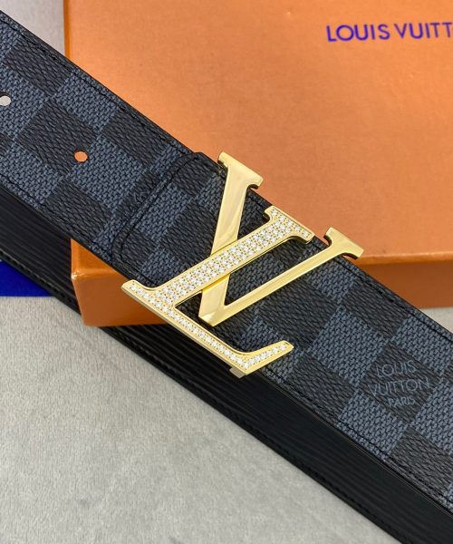 1:1 Replica Louis Vuitton LV Beaded Reversible Belt Damier Eclipse, LV Women Belt