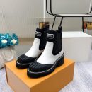 Louis Vuitton LV Beaubourg Ankle Boot Neoprene Black/White For Women LV 1A9GYE