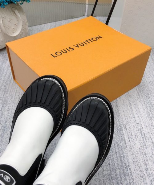 Louis Vuitton LV Beaubourg Ankle Boot Neoprene Black/White For Women LV 1A9GYE