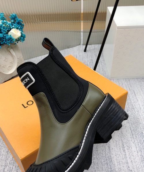 Louis Vuitton LV Beaubourg Ankle Boot Neoprene Khaki Green For Women LV 1A9GYT