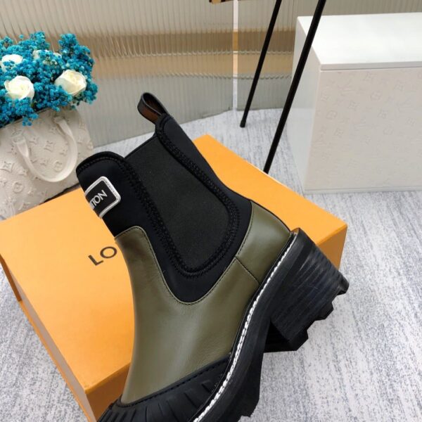 Louis Vuitton LV Beaubourg Ankle Boot Neoprene Khaki Green For Women LV 1A9GYT