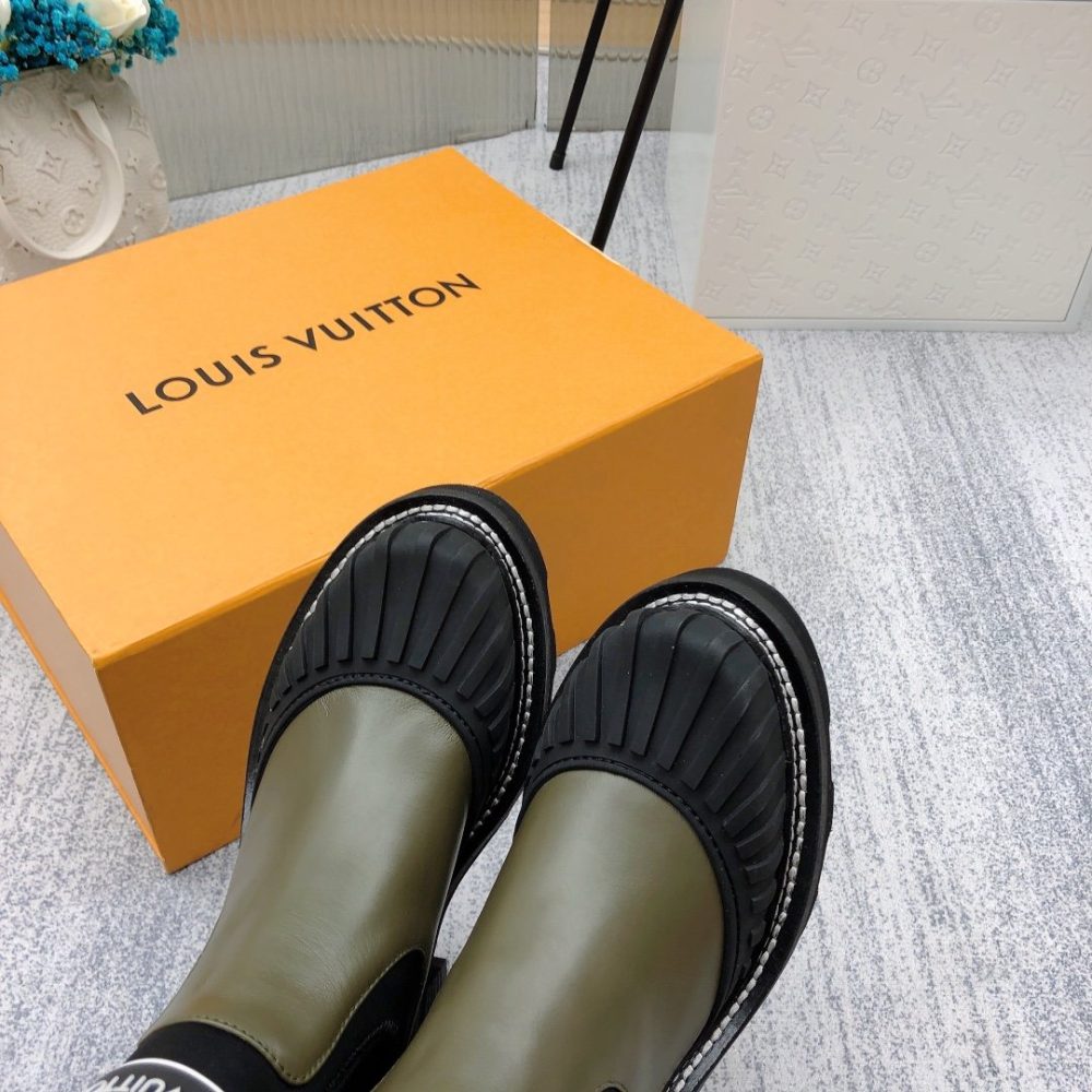 Louis Vuitton LV Beaubourg Ankle Boot Neoprene Khaki Green For Women LV 1A9GYT - Image 4