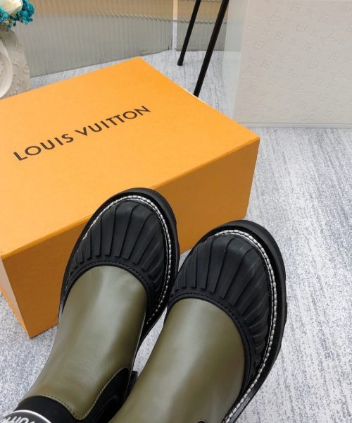 Louis Vuitton LV Beaubourg Ankle Boot Neoprene Khaki Green For Women LV 1A9GYT