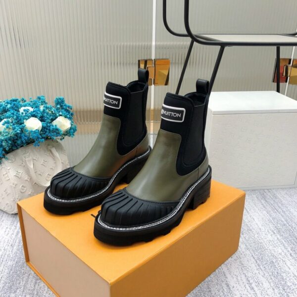 Louis Vuitton LV Beaubourg Ankle Boot Neoprene Khaki Green For Women LV 1A9GYT