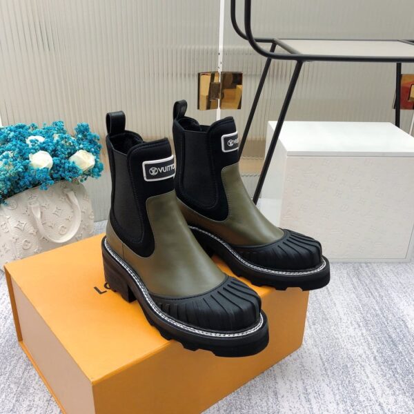 Louis Vuitton LV Beaubourg Ankle Boot Neoprene Khaki Green For Women LV 1A9GYT