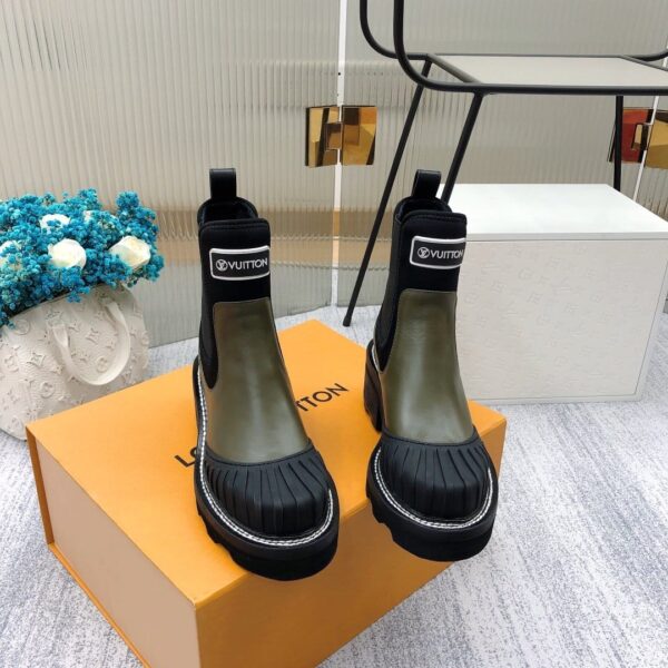 Louis Vuitton LV Beaubourg Ankle Boot Neoprene Khaki Green For Women LV 1A9GYT