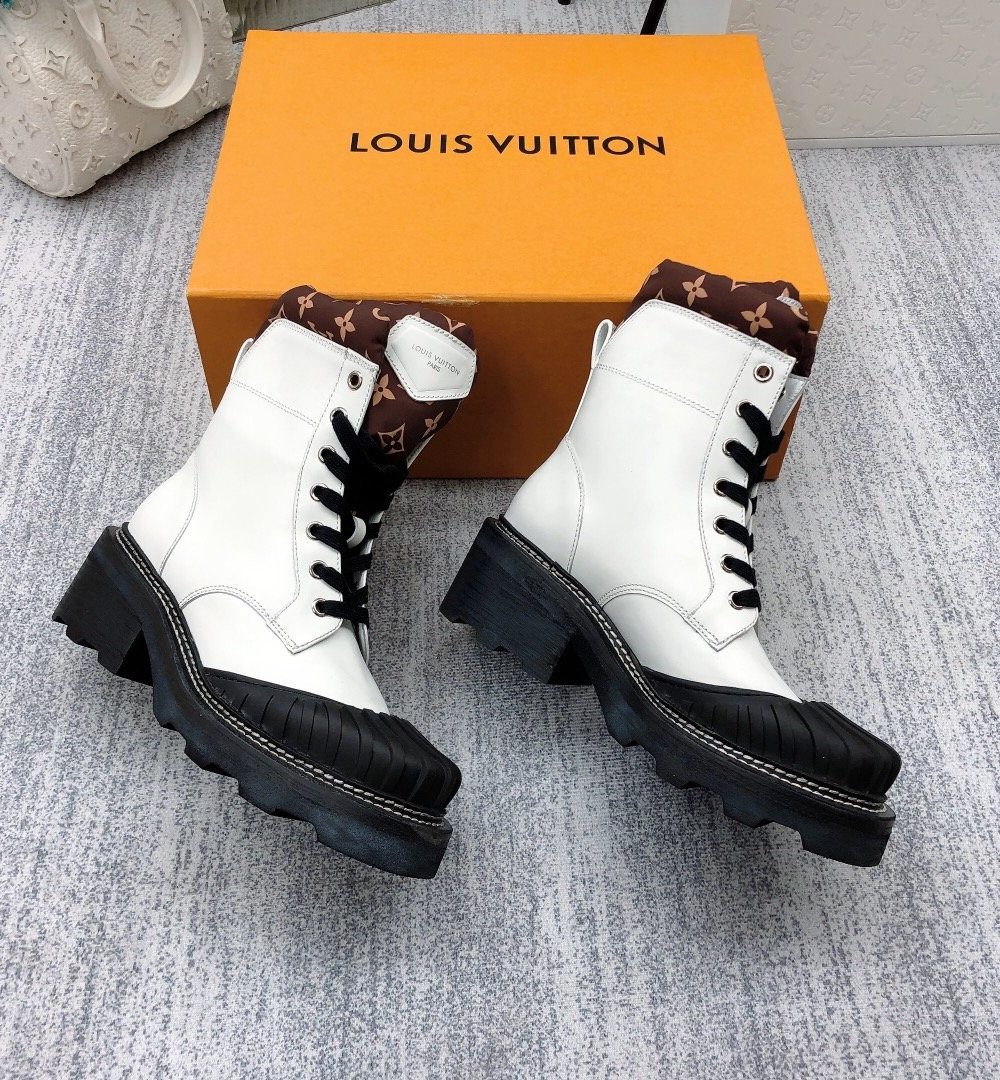 Louis Vuitton LV Beaubourg Ankle Boot White For Women LV