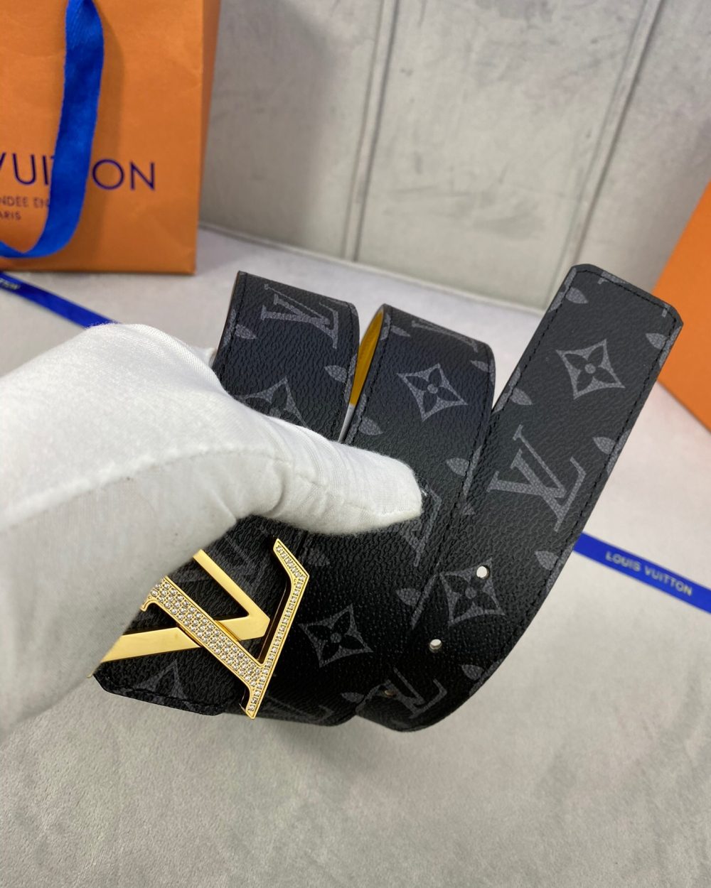 1:1 Replica Louis Vuitton LV Diamond Reversible Belt Monogram Eclipse, LV Women Belt