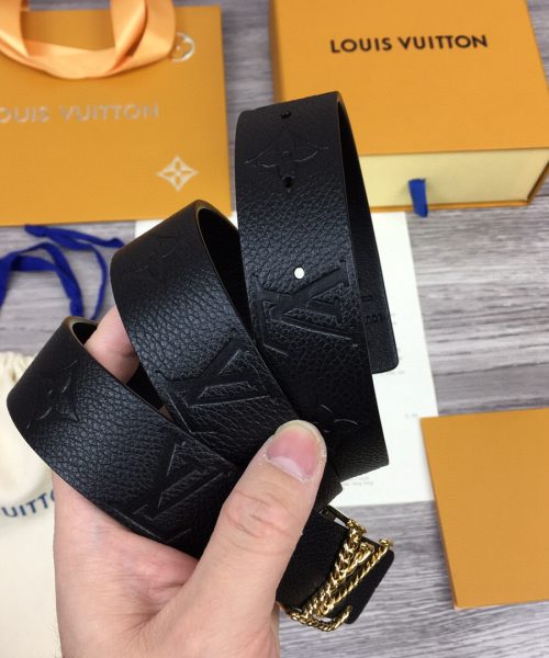 1:1 Replica Louis Vuitton LV Iconic Reversible Belt Taurillon Monogram Gold Toned Hardware LV Women Belt