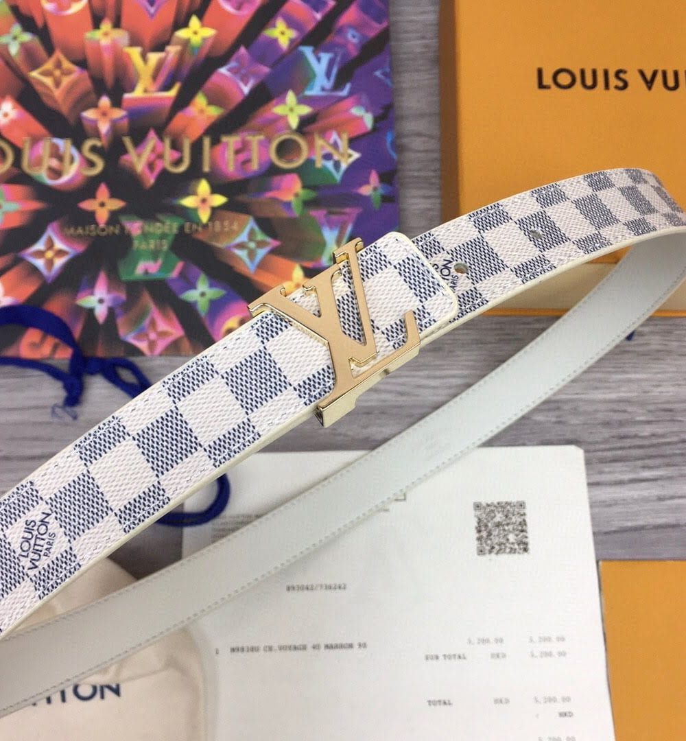 1:1 Replica Louis Vuitton LV Initiales Reversible Belt Damier Azur Canvas, LV Women Belt M0325Q