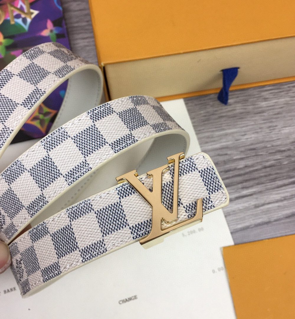 1:1 Replica Louis Vuitton LV Initiales Reversible Belt Damier Azur Canvas, LV Women Belt M0325Q