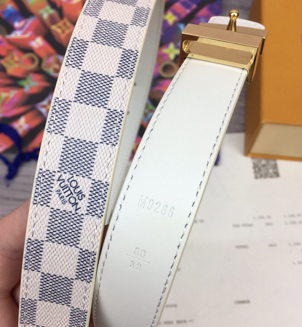 1:1 Replica Louis Vuitton LV Initiales Reversible Belt Damier Azur Canvas, LV Women Belt M0325Q