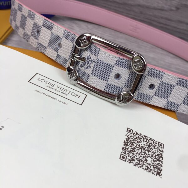 1:1 Replica Louis Vuitton LV Malletier Belt Damier Azur Silver Toned Hardware LV Women Belt