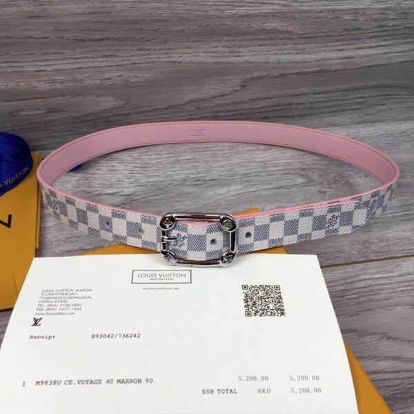1:1 Replica Louis Vuitton LV Malletier Belt Damier Azur Silver Toned Hardware LV Women Belt