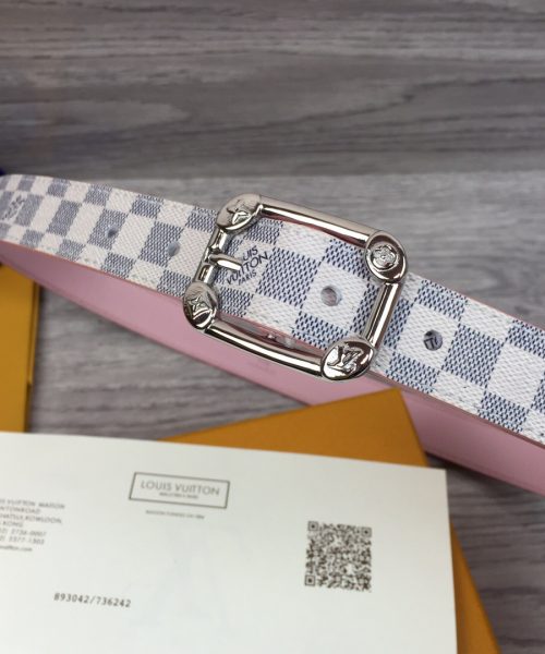 1:1 Replica Louis Vuitton LV Malletier Belt Damier Azur Silver Toned Hardware LV Women Belt