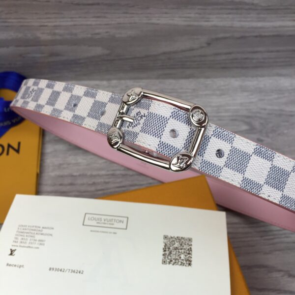 1:1 Replica Louis Vuitton LV Malletier Belt Damier Azur Silver Toned Hardware LV Women Belt