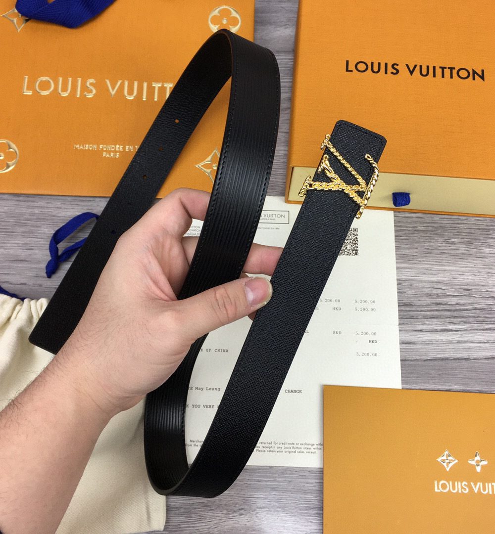 1:1 Replica Louis Vuitton LV Malletier Belt Epi Gold Toned Hardware LV Women Belt 