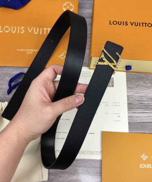 1:1 Replica Louis Vuitton LV Malletier Belt Epi Gold Toned Hardware LV Women Belt 