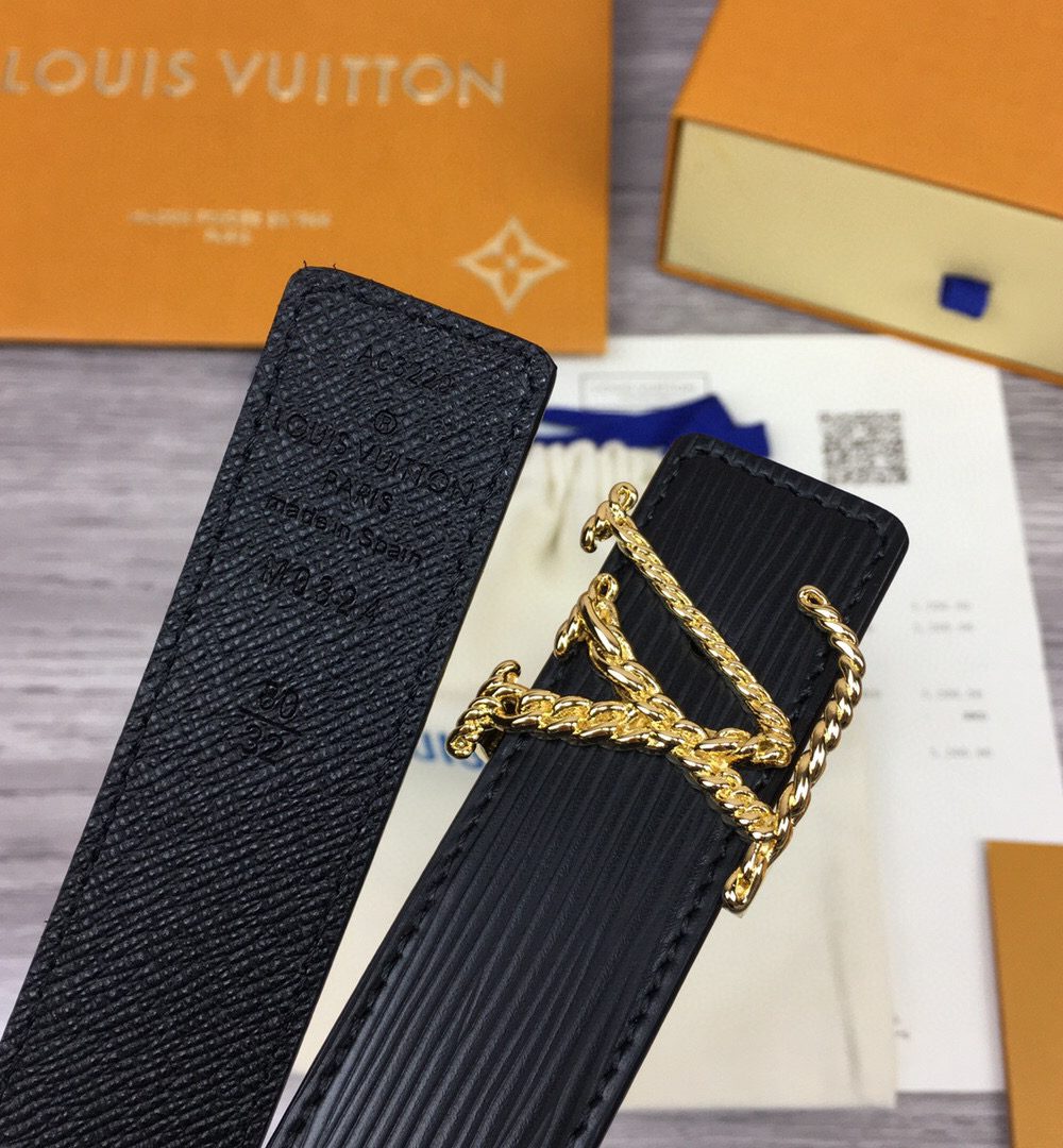 1:1 Replica Louis Vuitton LV Malletier Belt Epi Gold Toned Hardware LV Women Belt 