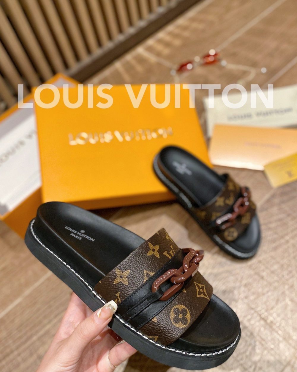 Louis Vuitton LV Sunset Flat Comfort Mule Black/Brown For Women LV