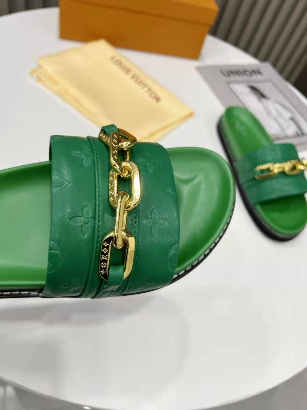 Louis Vuitton LV Sunset Flat Comfort Mule Green For Women LV 1A9RAK - Image 4