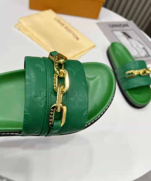 Louis Vuitton LV Sunset Flat Comfort Mule Green For Women LV 1A9RAK