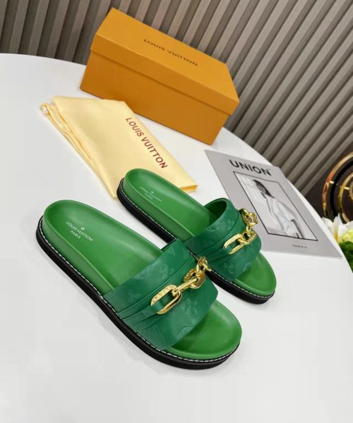 Louis Vuitton LV Sunset Flat Comfort Mule Green For Women LV 1A9RAK