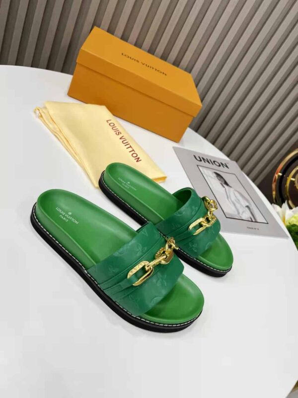 Louis Vuitton LV Sunset Flat Comfort Mule Green For Women LV 1A9RAK