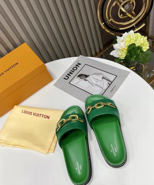 Louis Vuitton LV Sunset Flat Comfort Mule Green For Women LV 1A9RAK
