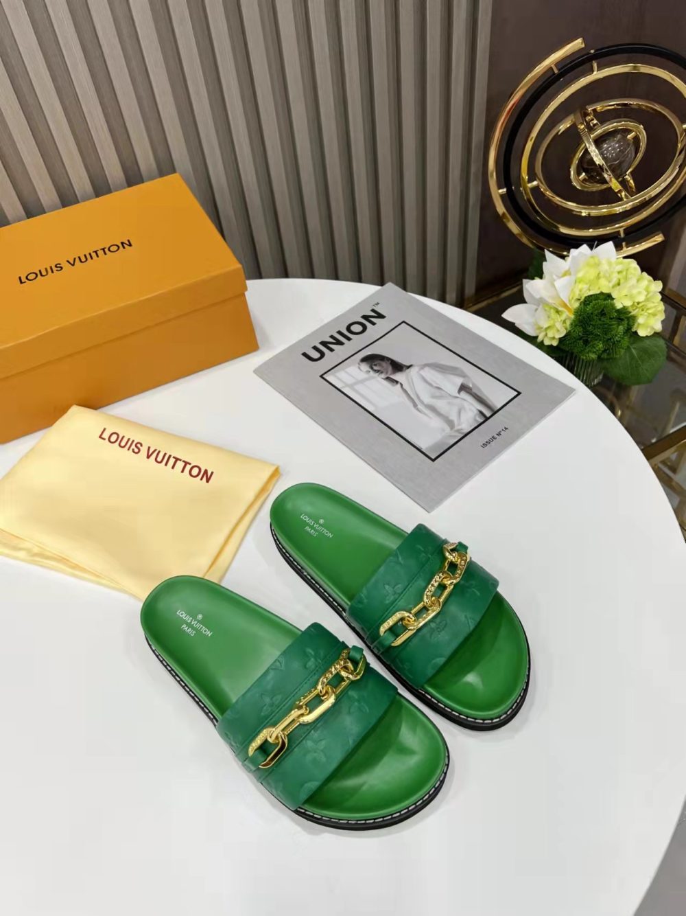 Louis Vuitton LV Sunset Flat Comfort Mule Green For Women LV 1A9RAK - Image 5