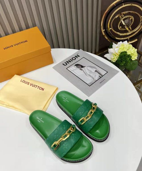 Louis Vuitton LV Sunset Flat Comfort Mule Green For Women LV 1A9RAK