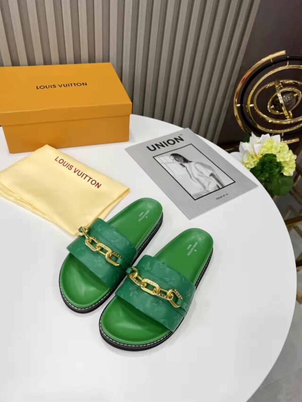 Louis Vuitton LV Sunset Flat Comfort Mule Green For Women LV 1A9RAK
