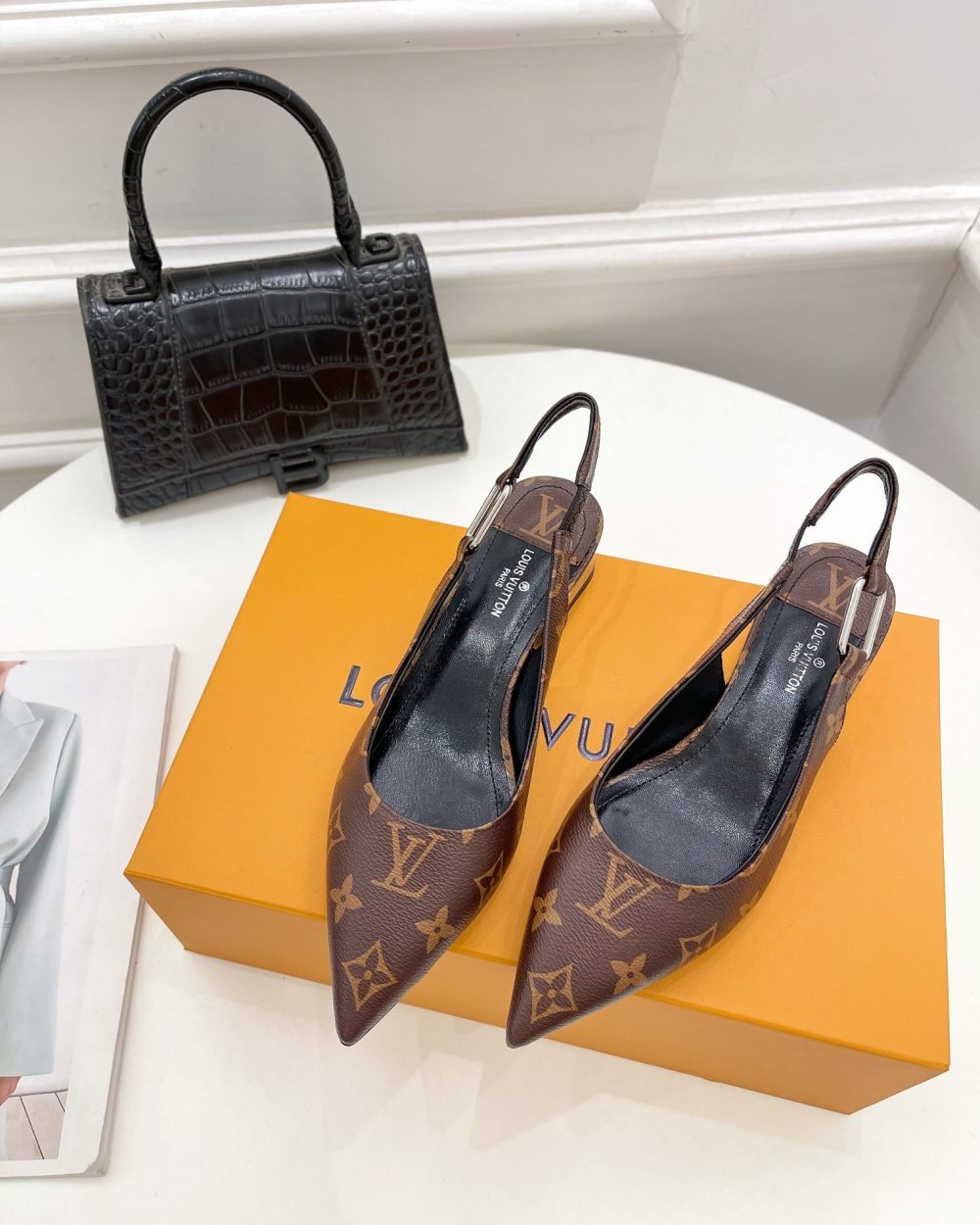 Louis Vuitton Magnetic Slingback Pump Brown For Women LV