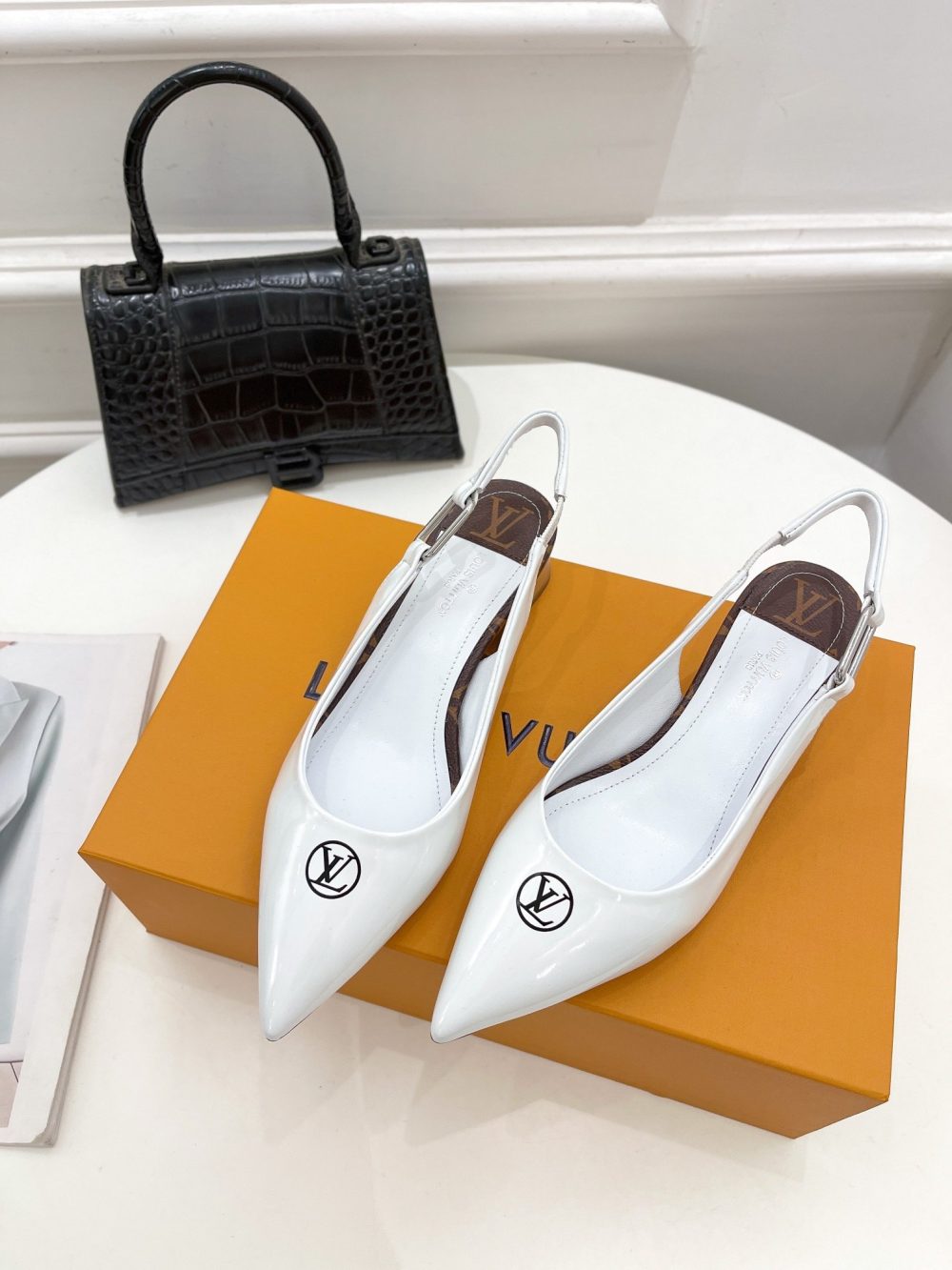 Louis Vuitton Magnetic Slingback Pump White For Women LV - Image 8