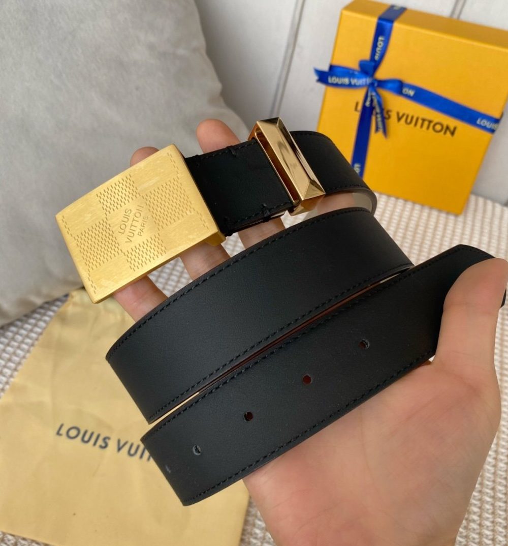 1:1 Replica Louis Vuitton Metropole LV Belt Black LV Women Belt