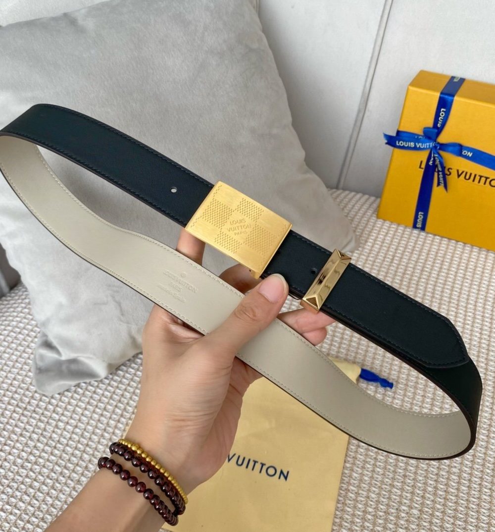 1:1 Replica Louis Vuitton Metropole LV Belt Black LV Women Belt