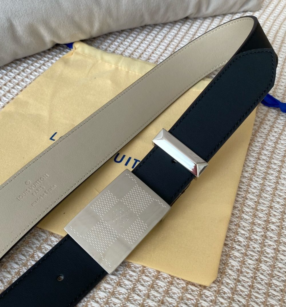 1:1 Replica Louis Vuitton Metropole LV Belt Black LV Women Belt