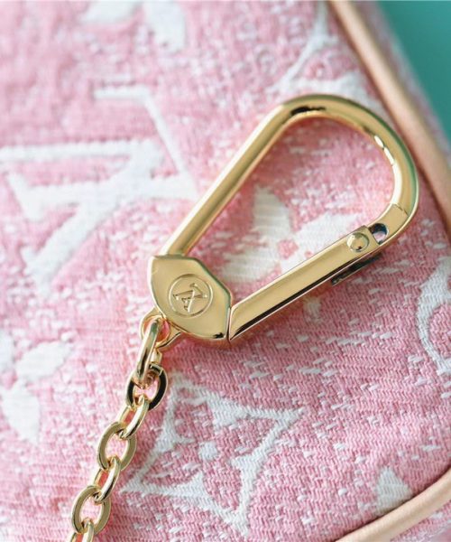 1:1 Replica Louis Vuitton Mini Pochette Accessoires Monogram Denim Pink For Women, Women's Wallets 6.1in/15.5cm LV 