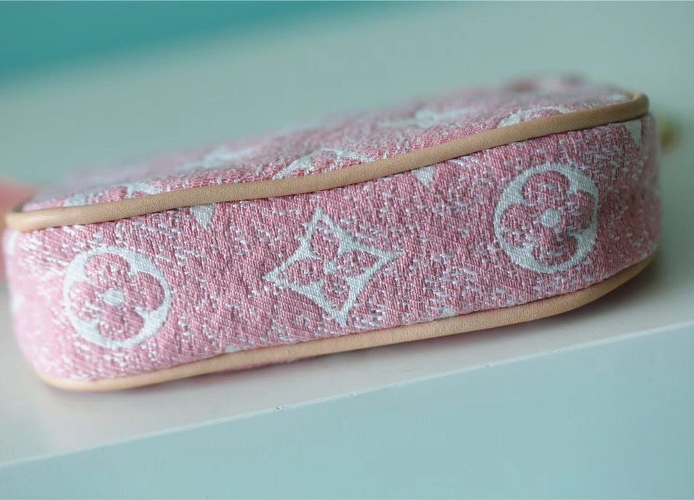 1:1 Replica Louis Vuitton Mini Pochette Accessoires Monogram Denim Pink For Women, Women's Wallets 6.1in/15.5cm LV