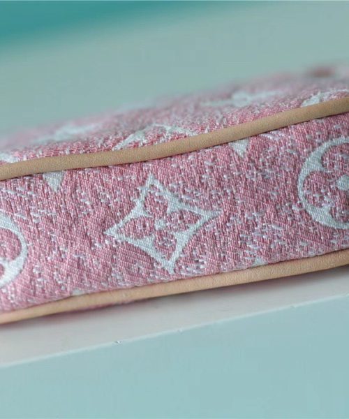 1:1 Replica Louis Vuitton Mini Pochette Accessoires Monogram Denim Pink For Women, Women's Wallets 6.1in/15.5cm LV 