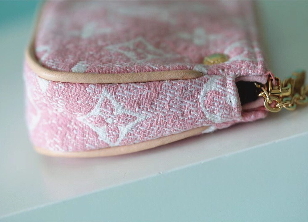 1:1 Replica Louis Vuitton Mini Pochette Accessoires Monogram Denim Pink For Women, Women's Wallets 6.1in/15.5cm LV