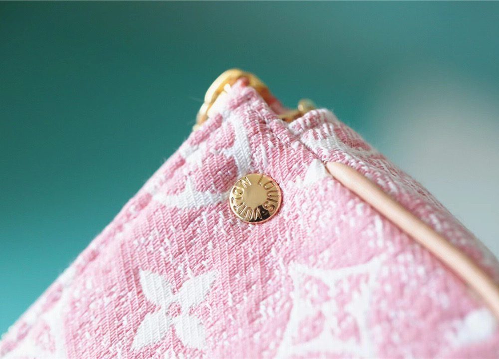 1:1 Replica Louis Vuitton Mini Pochette Accessoires Monogram Denim Pink For Women, Women's Wallets 6.1in/15.5cm LV