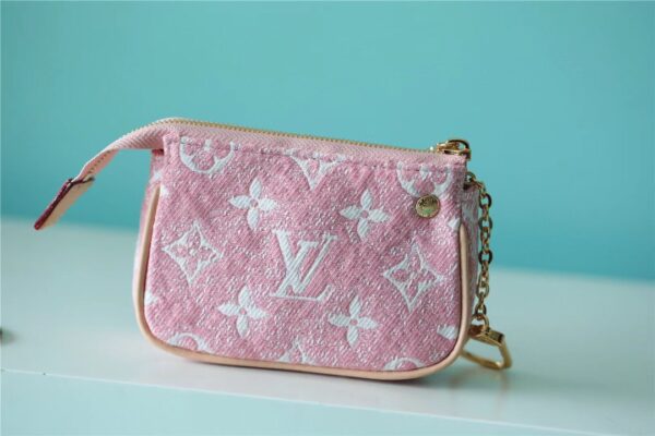 Louis Vuitton Mini Pochette Accessoires Monogram Denim Pink For Women, Women's Wallets 6.1in/15.5cm LV 