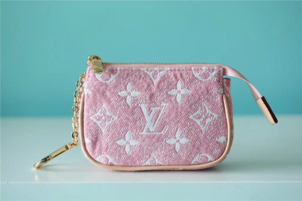 Louis Vuitton Mini Pochette Accessoires Monogram Denim Pink For Women, Women's Wallets 6.1in/15.5cm LV 
