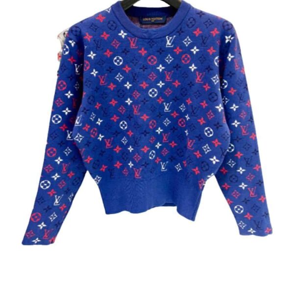 Louis Vuitton Monogram Jacquard Sweatshirt Blue For Women