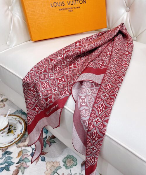 Louis Vuitton Monogram Pattern Red Scarf 175cm/69in 