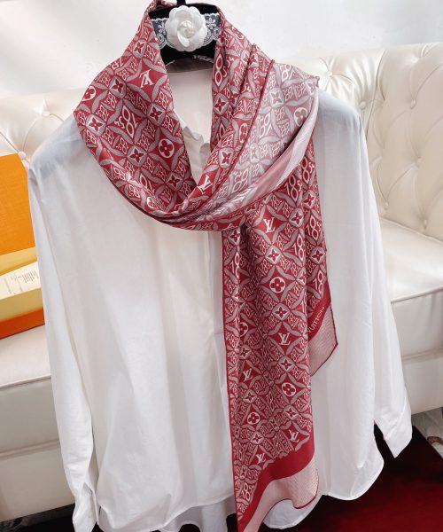 Louis Vuitton Monogram Pattern Red Scarf 175cm/69in 