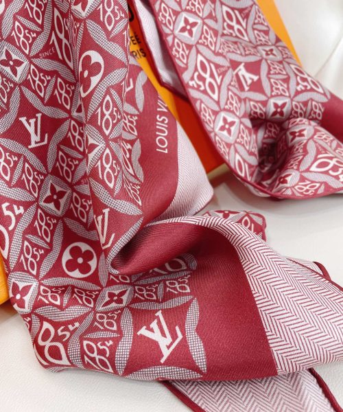 Louis Vuitton Monogram Pattern Red Scarf 175cm/69in 