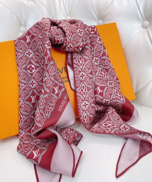 Louis Vuitton Monogram Pattern Red Scarf 175cm/69in 